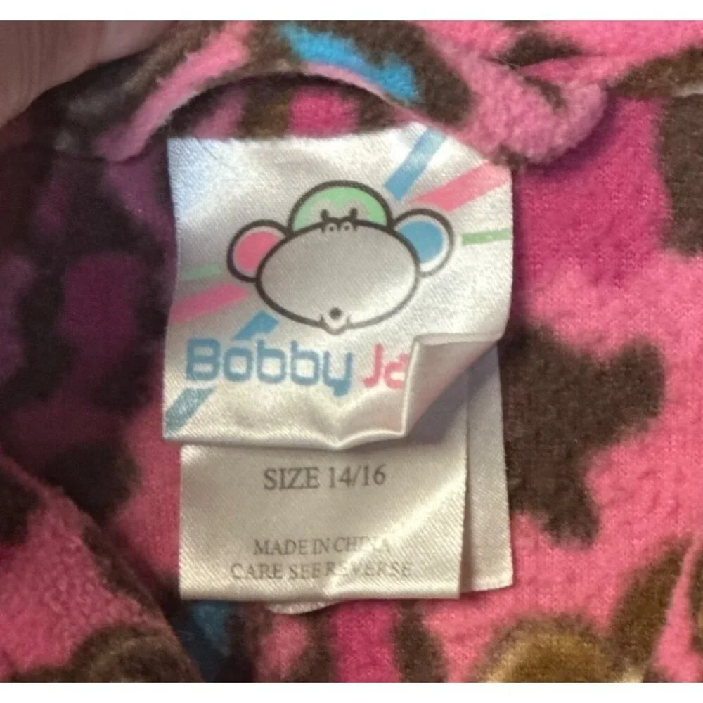 Bobby-Jack Girls Pink Leopard Robe 14/16 – Cartoon Monkey Bathrobe‎ 32